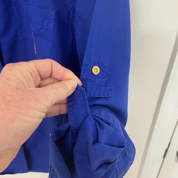 Ralph Lauren Royal Blue Casual Button Down Shirt Embroidered Crest Emblem - Picture 13 of 13